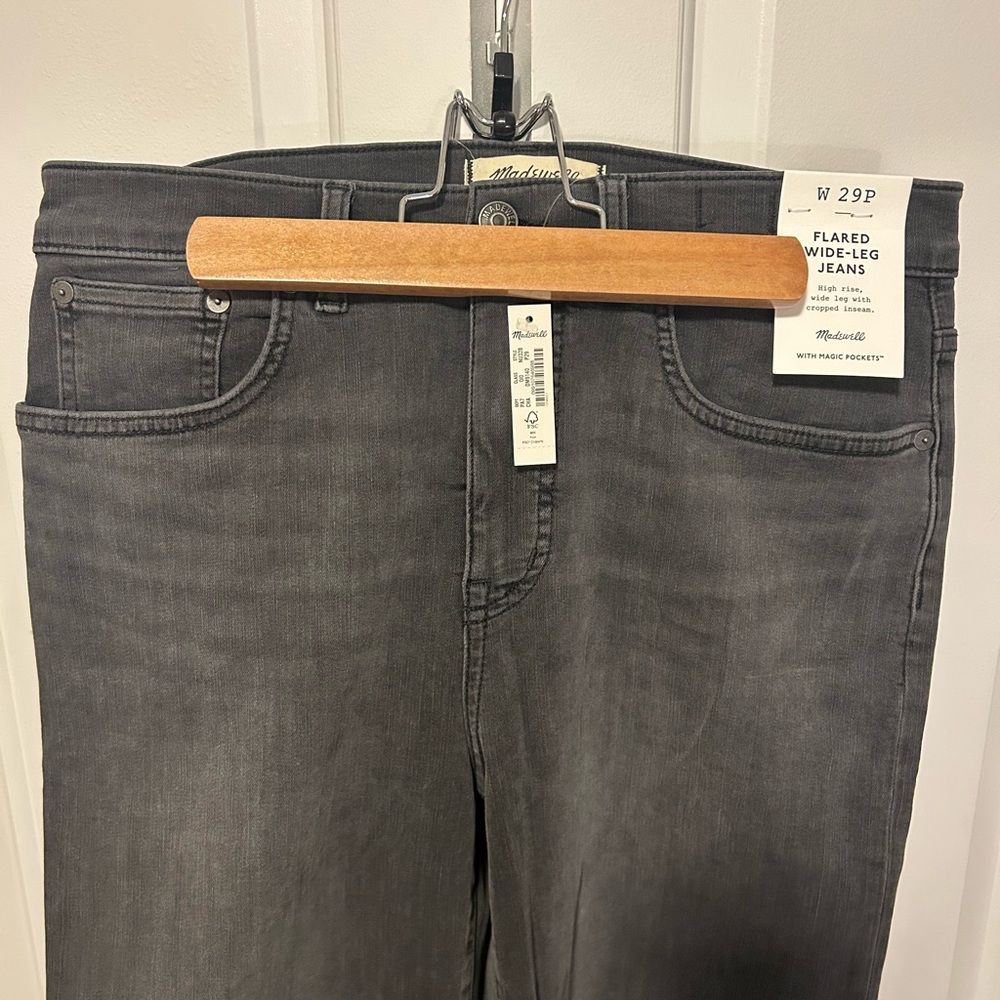 Madewell Women's Gray Flared Wide-Leg Jeans